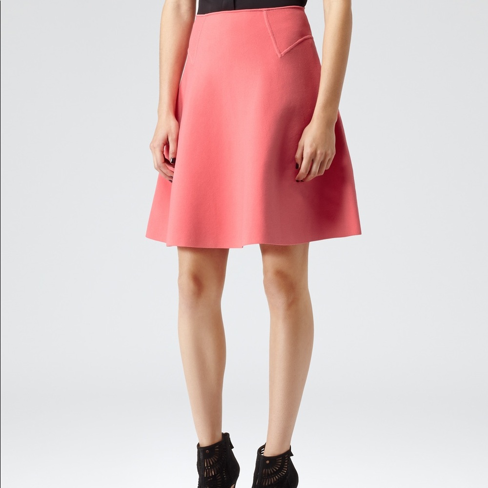 Reiss Sofia Knitted A-Line Skirt in Flamingo